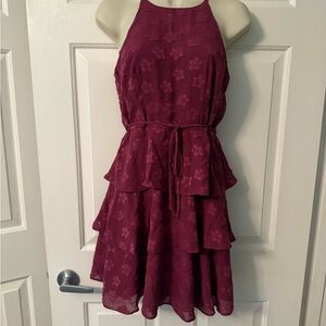 Chic Burgundy Tiered Mini Dress
